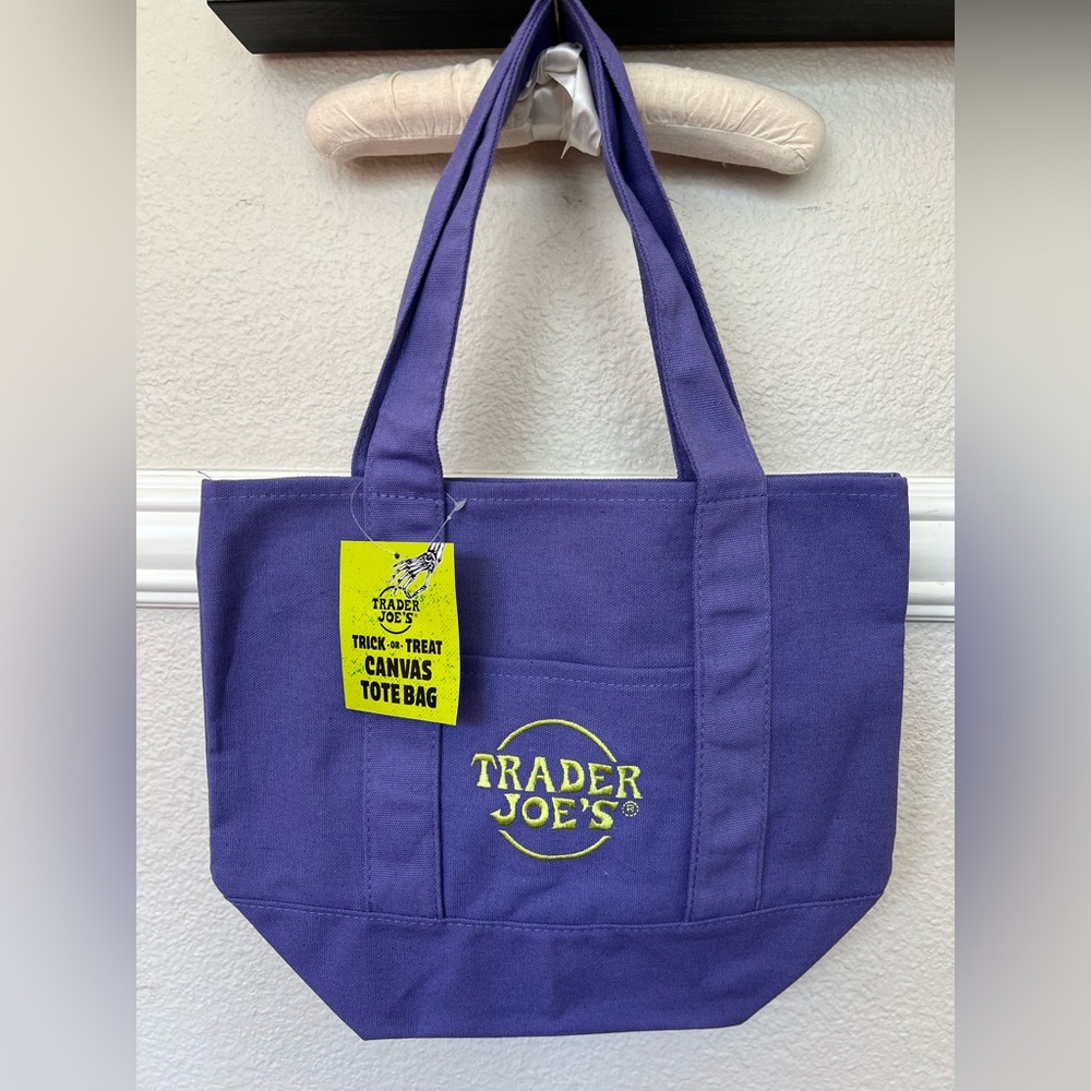 New Limited Edition Halloween Trader Joe’s Purple Mini Canvas Tote Bag